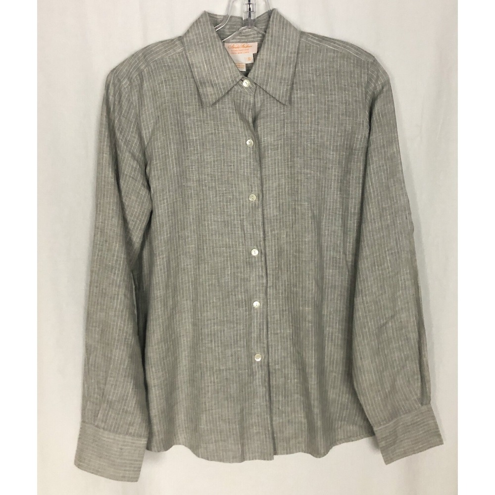 Brooks Brothers Women's Striped Gray shirt Size S Long Sleeve Button Front NWOT